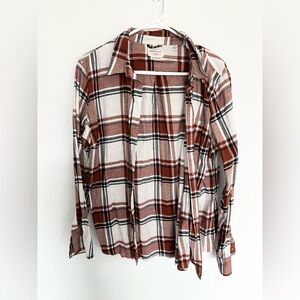 Weatherproof Vintage Rust and White Plaid Flannel Shirt